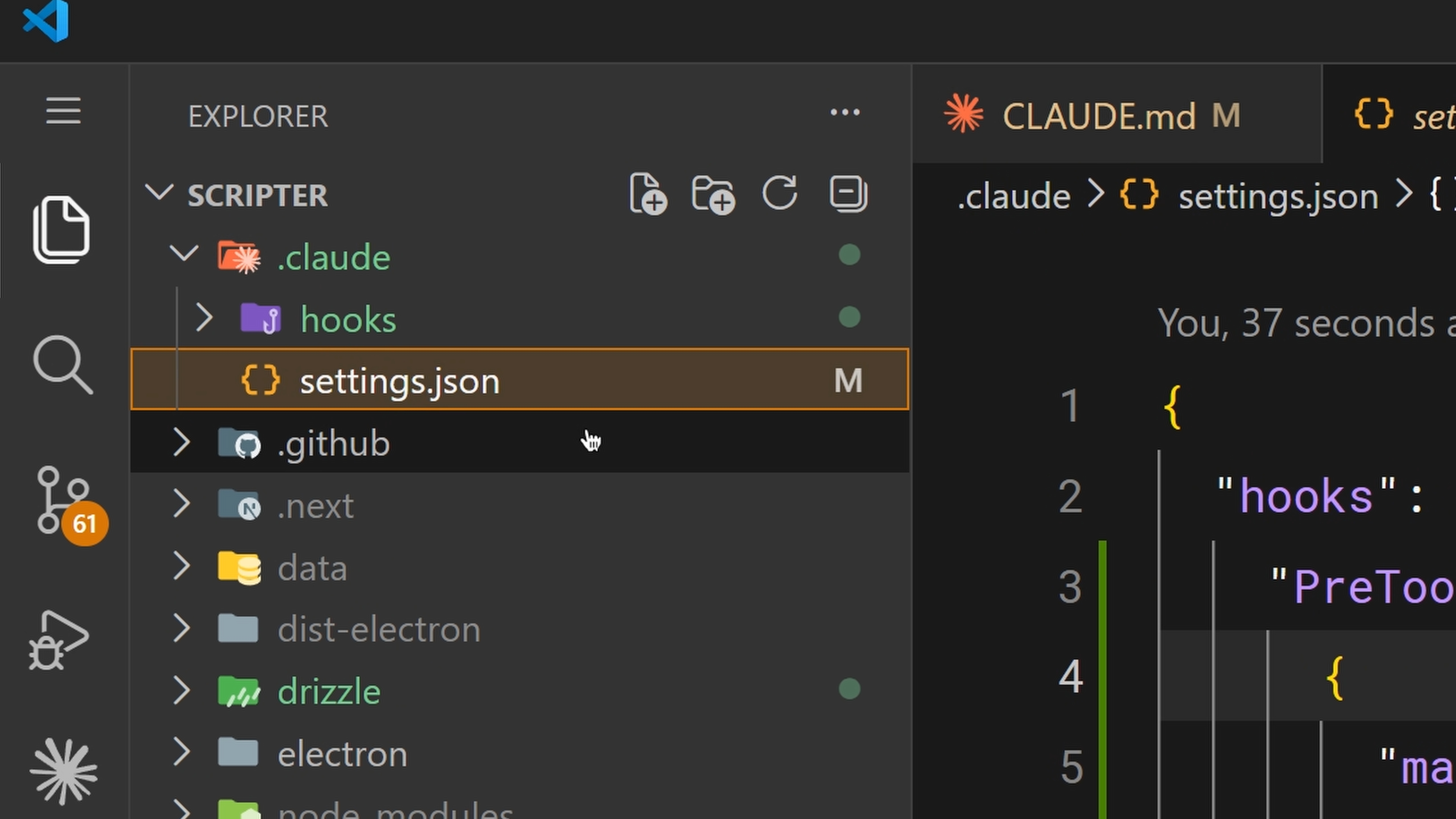 Hooks in JSON